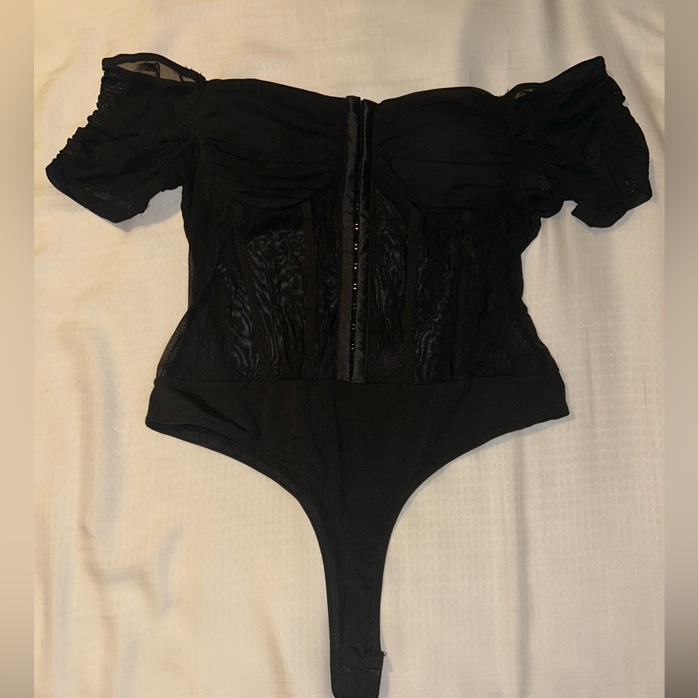 Black mesh corset Bodysuit